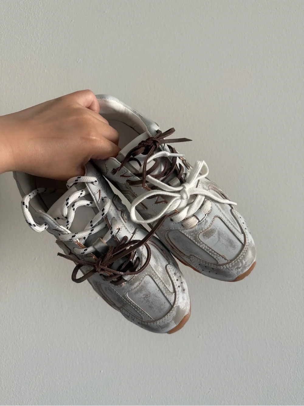 Silver Metallic Women's Sneakers with Gum Sole